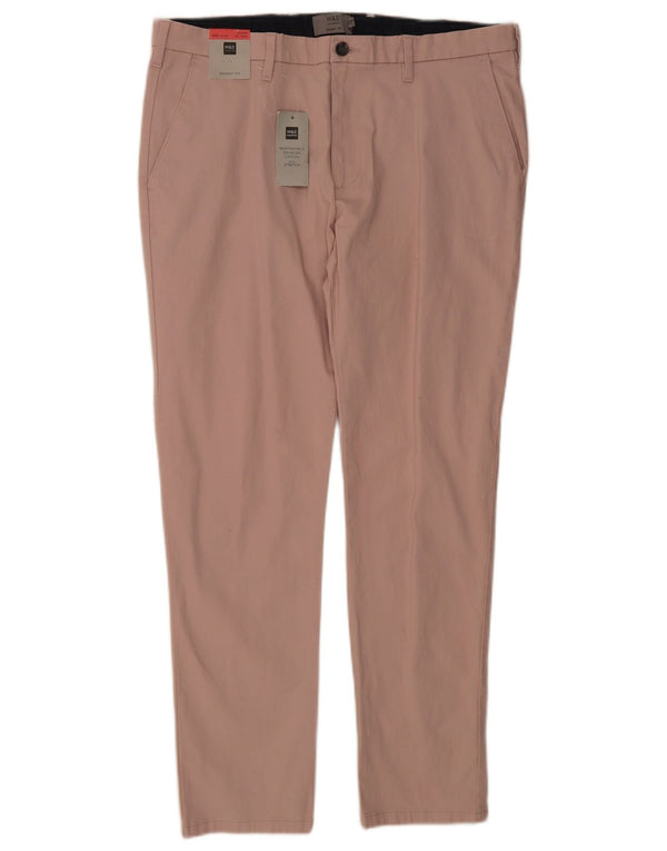 Marks & Spencer Mens Skinny Chino Trousers W36 L29 Pink Cotton