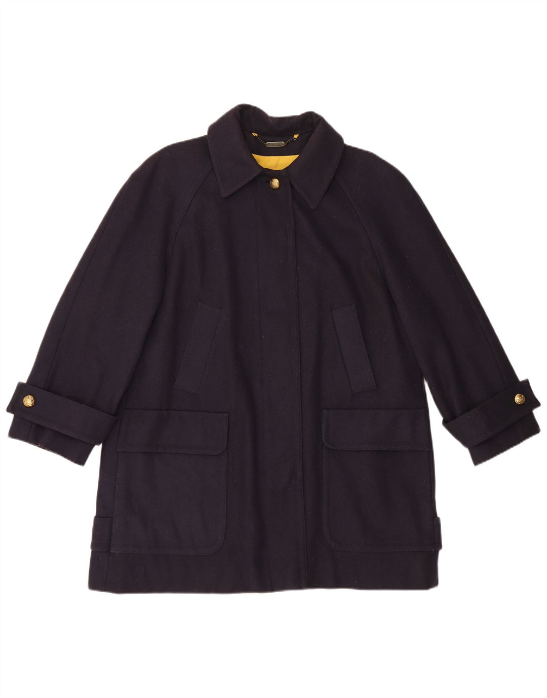 Aquascutum Womens Oversized Overcoat UK 16 Large Navy Blue Wool