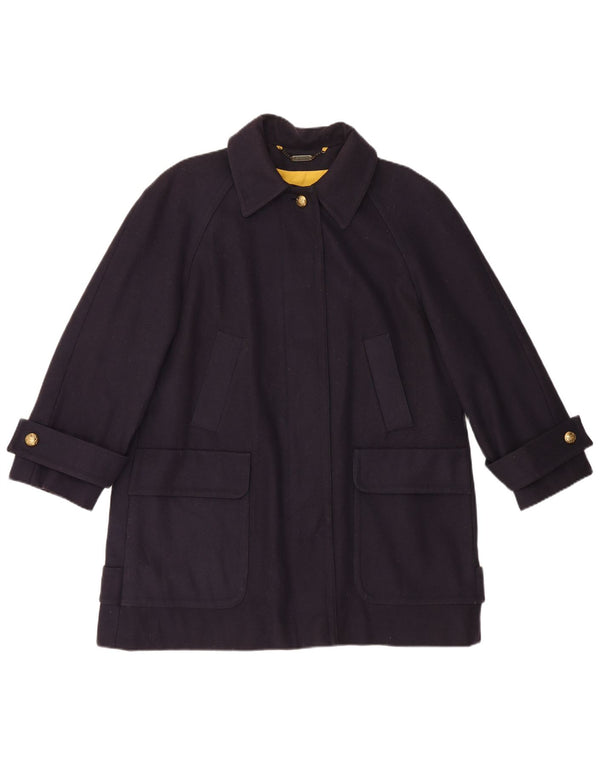 Женское пальто большого размера Aquascutum UK 16, большое темно-синее шерстяное пальто
