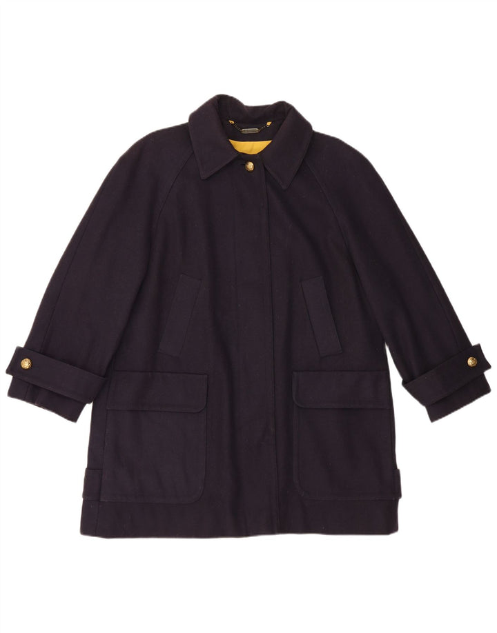 Aquascutum Womens Oversized Overcoat UK 16 Large Navy Blue Wool