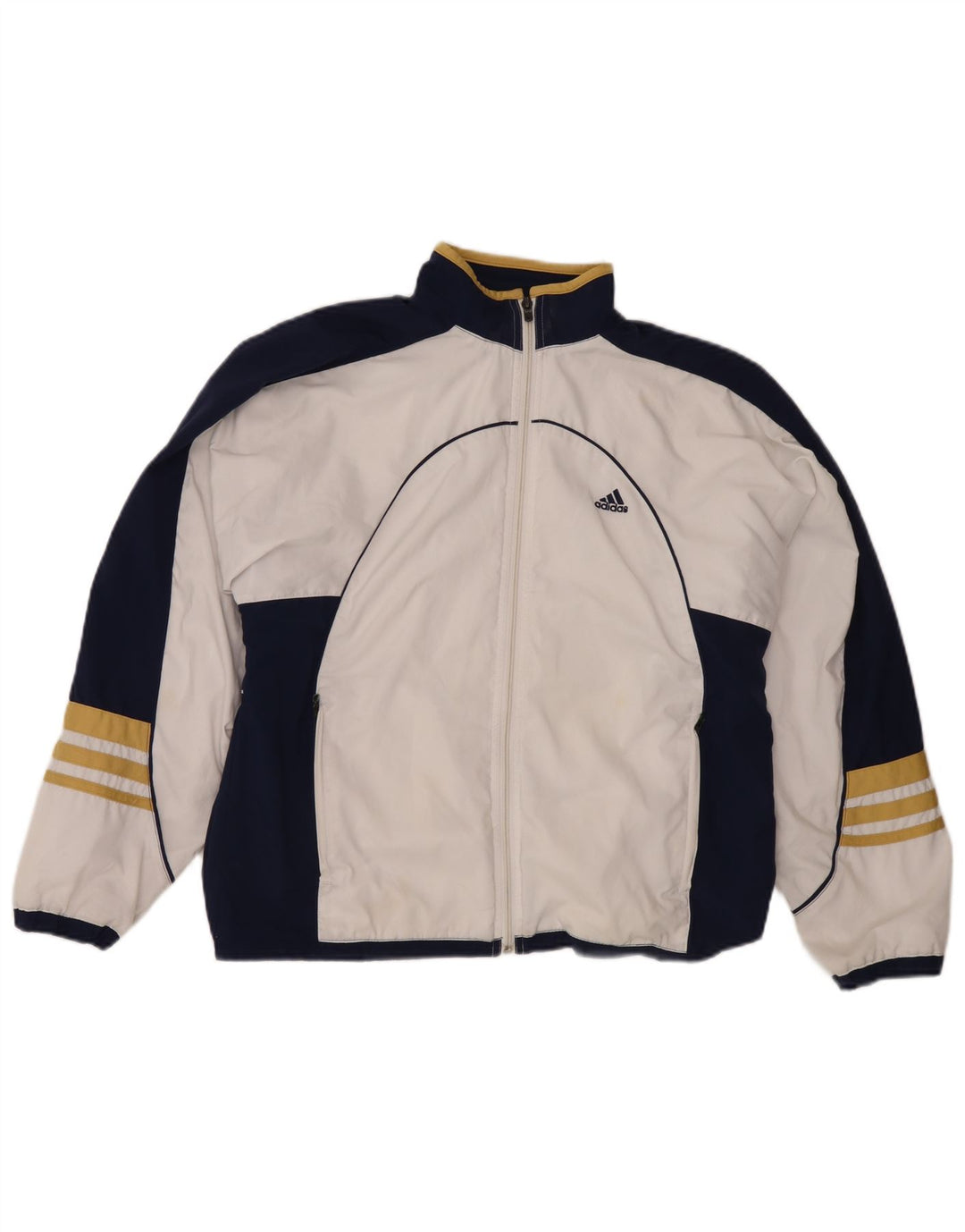 Adidas Womens Tracksuit Top Jacket UK 14 Large White Colourblock