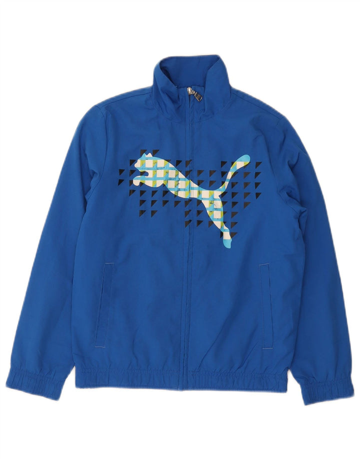 Giacca da tuta grafica da ragazzo Puma 9-10 anni in poliestere blu
