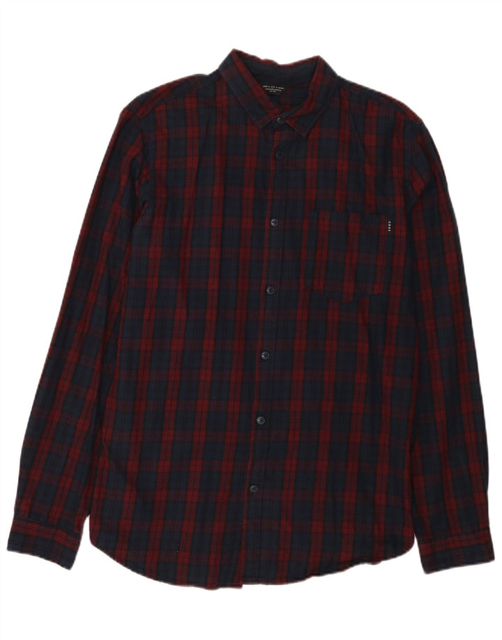 Jack & Jones Mens Flannel Shirt Medium Navy Blue Check Cotton