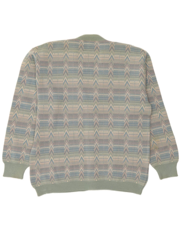 Bernardini Mens Cardigan Sweater Large Multicoloured Geometric Wool