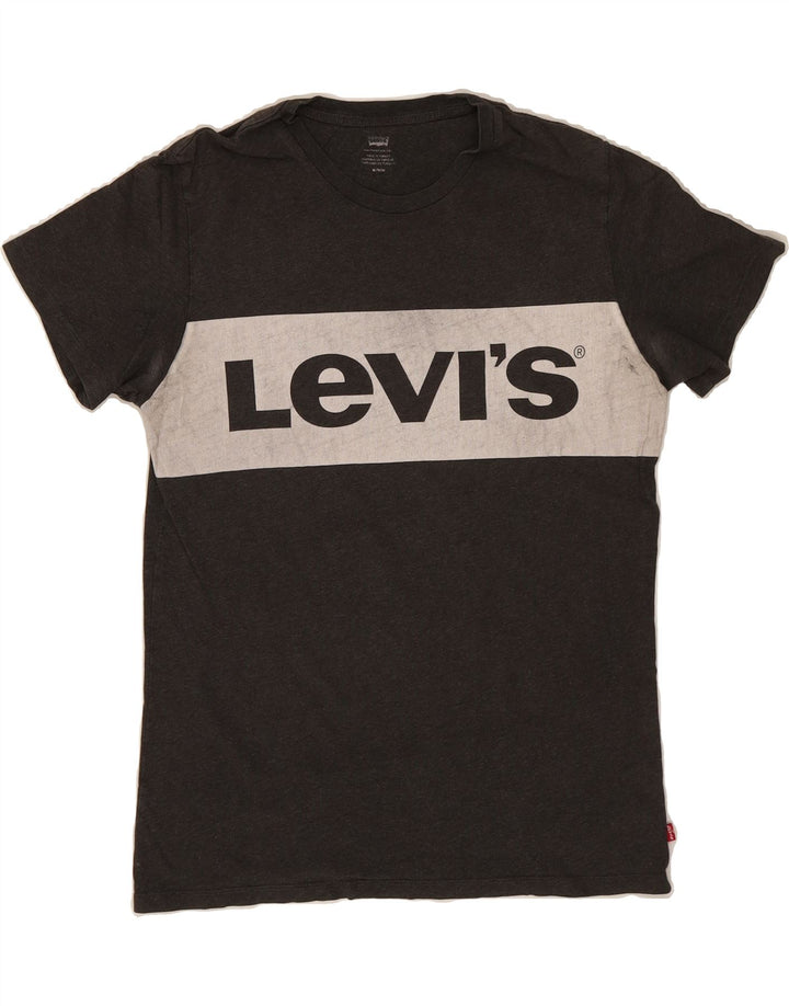 LEVI'S Mens Graphic T-Shirt Top Medium Grey Colourblock Cotton Vintage Levi's and Second-Hand Levi's from Messina Hembry 