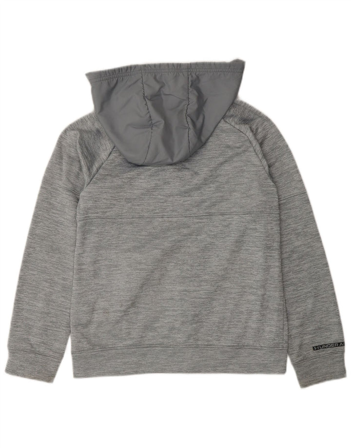 UNDER ARMOUR Boys Zip Hoodie Sweater 9-10 Years Medium Grey Polyester