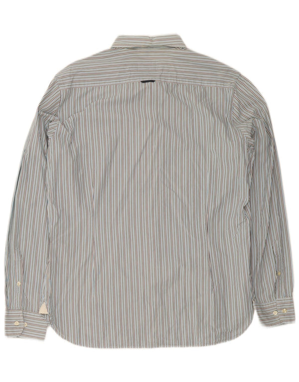 Henry Cottons Mens Shirt Size 42 Large Blue Pinstripe Cotton