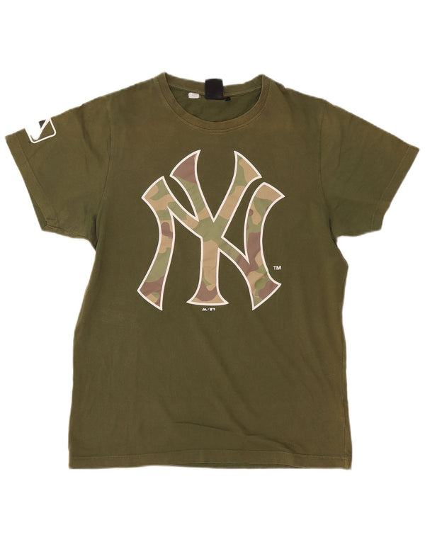 Majestic Mens New York Yankees Graphic T-Shirt Top Large Kaki Coton
