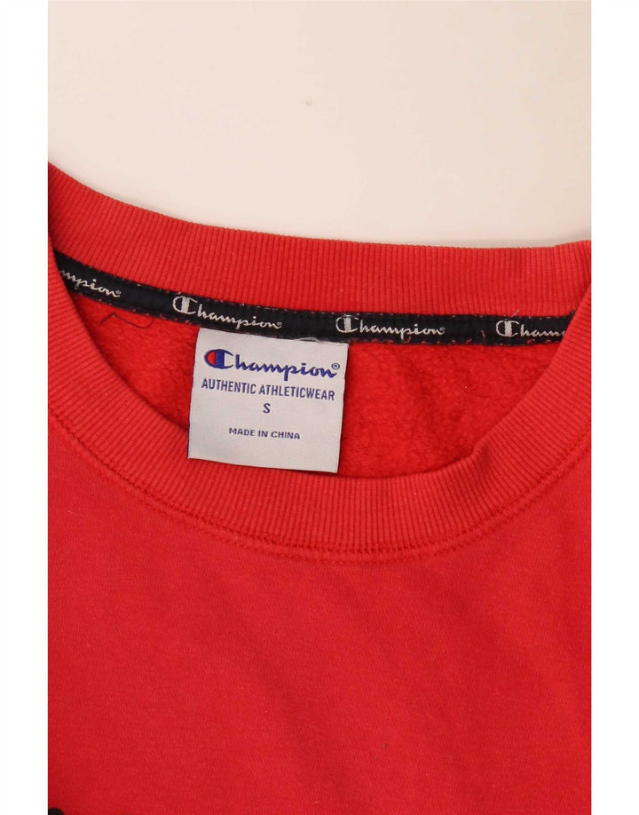 Champion Mens Graphic Sweatshirt Jumper Small Red Cotton
