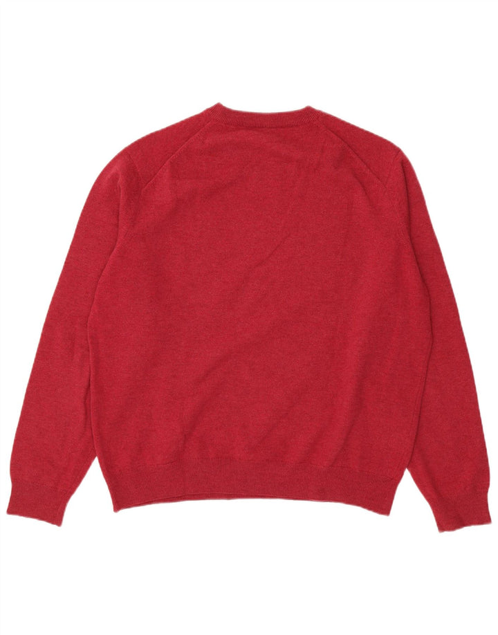 Lacoste Mens Crew Neck Jumper Sweater Size 5 Large Pink Lambswool