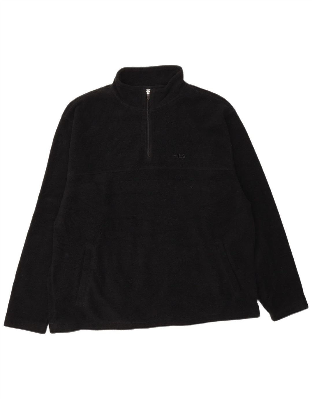 FILA Mens Zip Neck Fleece Jumper 2XL Black