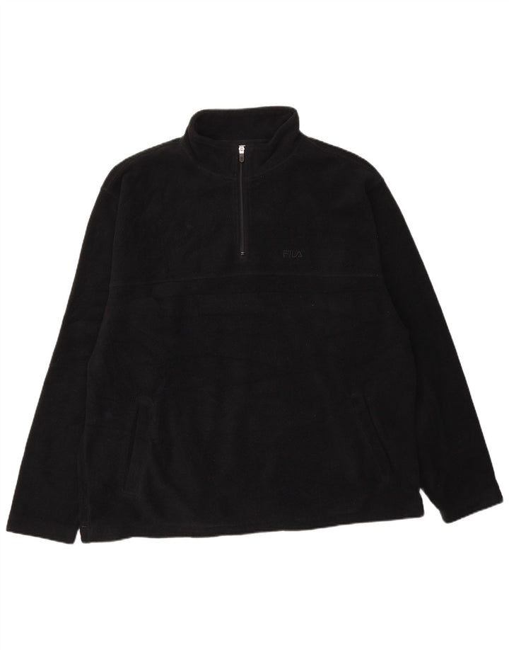 FILA Mens Zip Neck Fleece Jumper 2XL Black