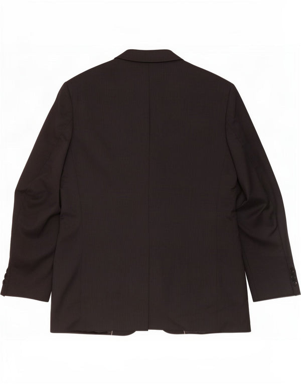 Marks & Spencer Mens 3 Button Blazer Jacket UK 44 XL Black Pinstripe Wool