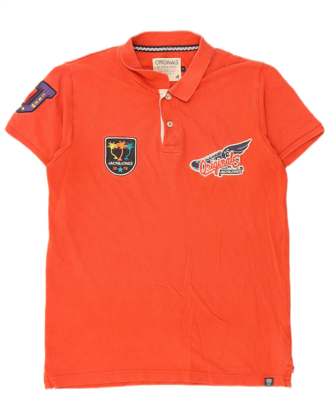 Jack & Jones Mens Graphic Polo Shirt Small Red Cotton