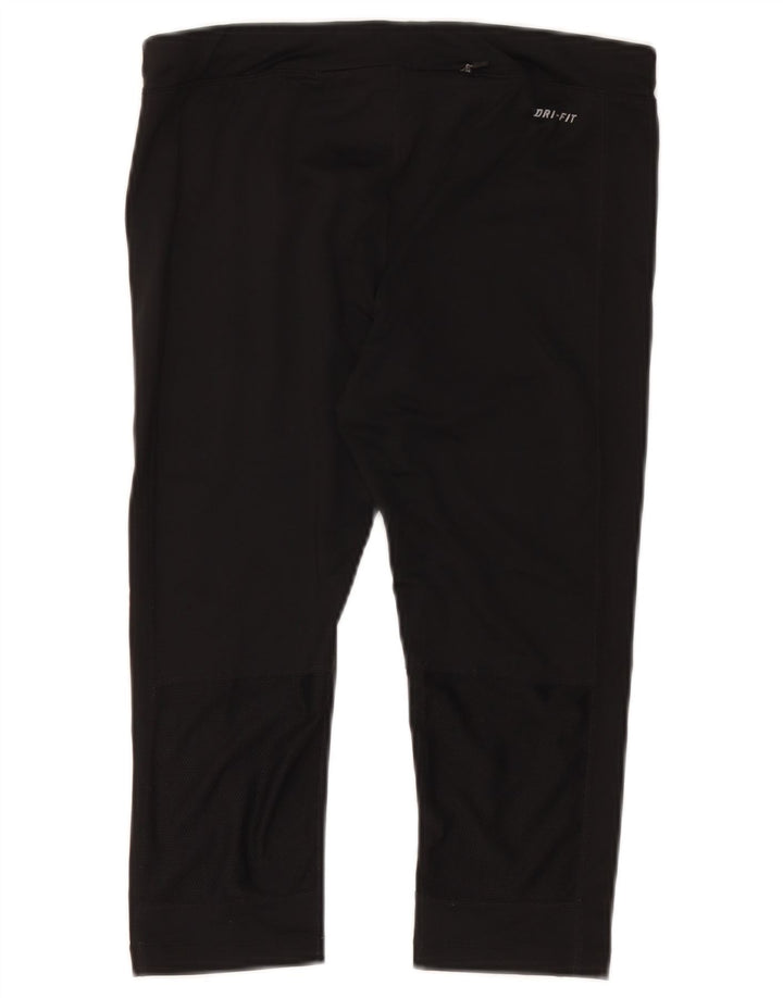 NIKE Womens Dri Fit Capri Leggings UK 12 Medium  Black Polyester