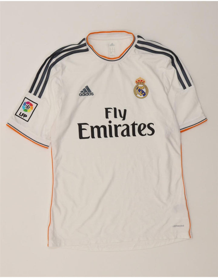Adidas Herre Real Madrid Grafisk T-Shirt Top Medium Hvid Polyester