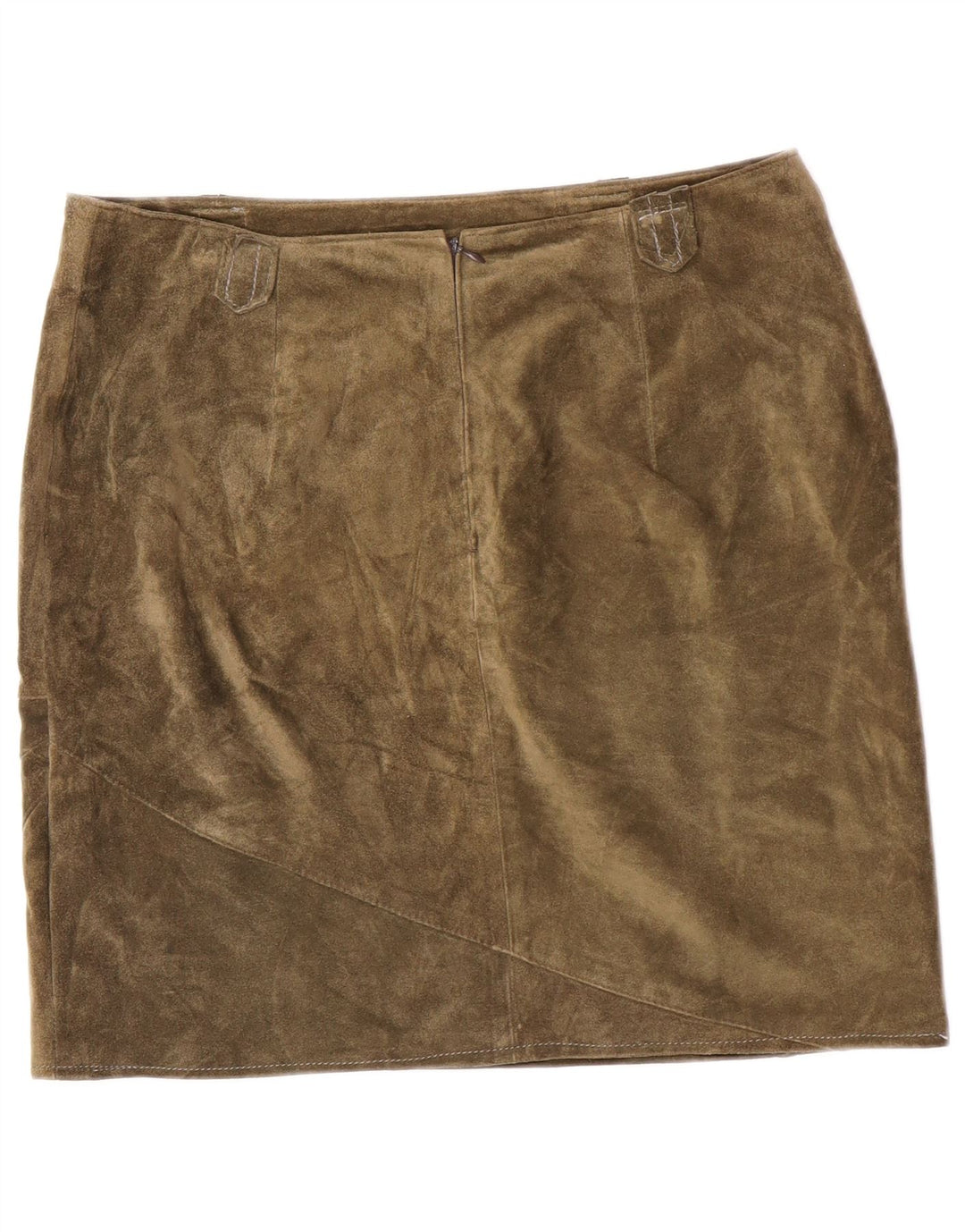 Vintage Womens Suede Skirt Medium W32  Khaki Leather