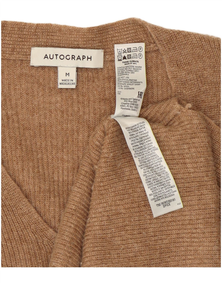Marks & Spencer Womens Autograph V-Neck Jumper Sweater UK 14 Medium Beige