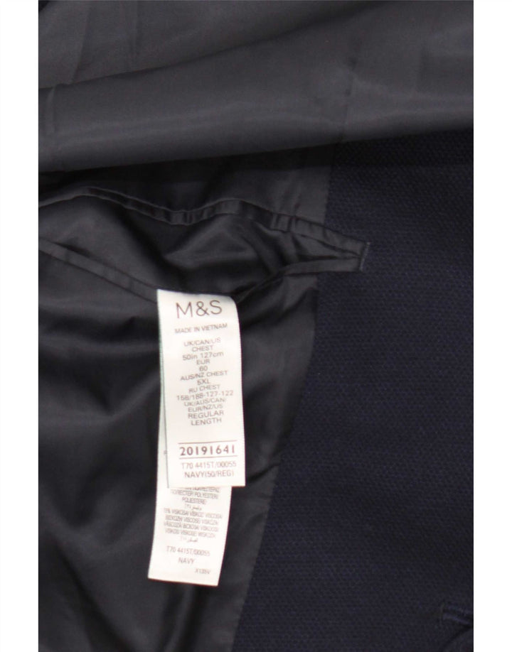 Marks & Spencer Ανδρικό μπλέιζερ με 2 κουμπιά μπουφάν UK 50 5XL Navy Blue Polyamide