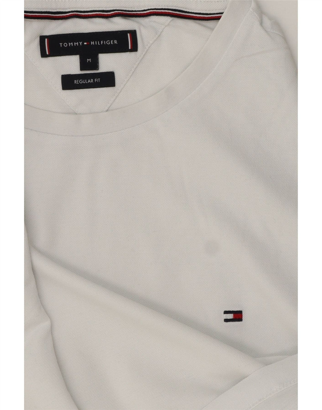 Tommy Hilfiger Herre Regular Fit T-Shirt Top Medium Hvid Stribet