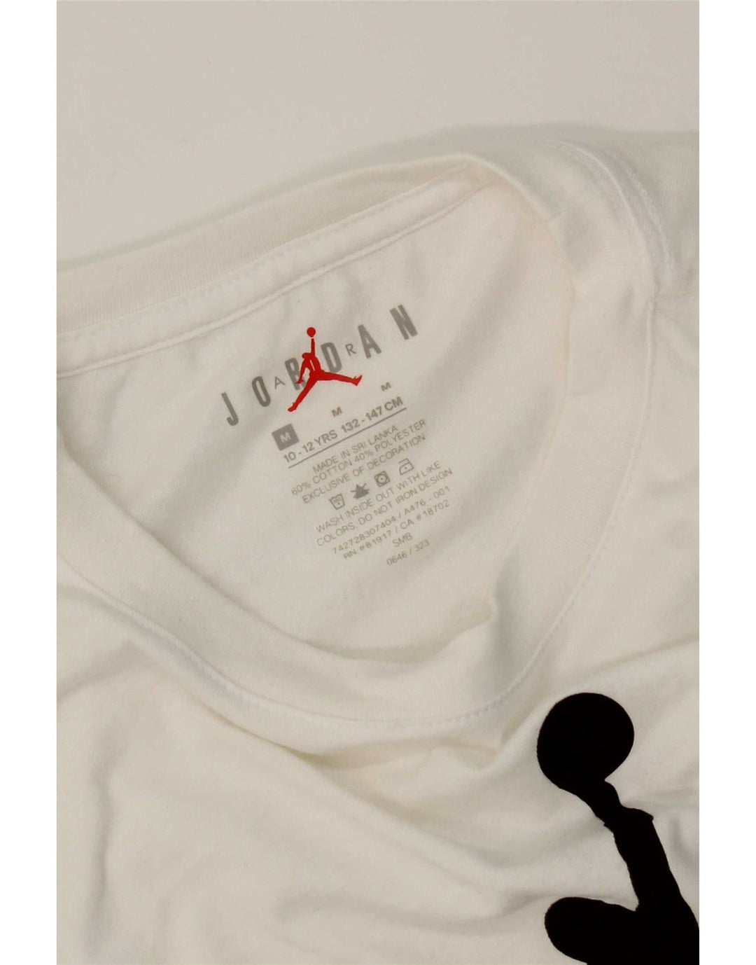 Jordan Boys Graphic Top Long Sleeve 10-11 Years Medium White Cotton