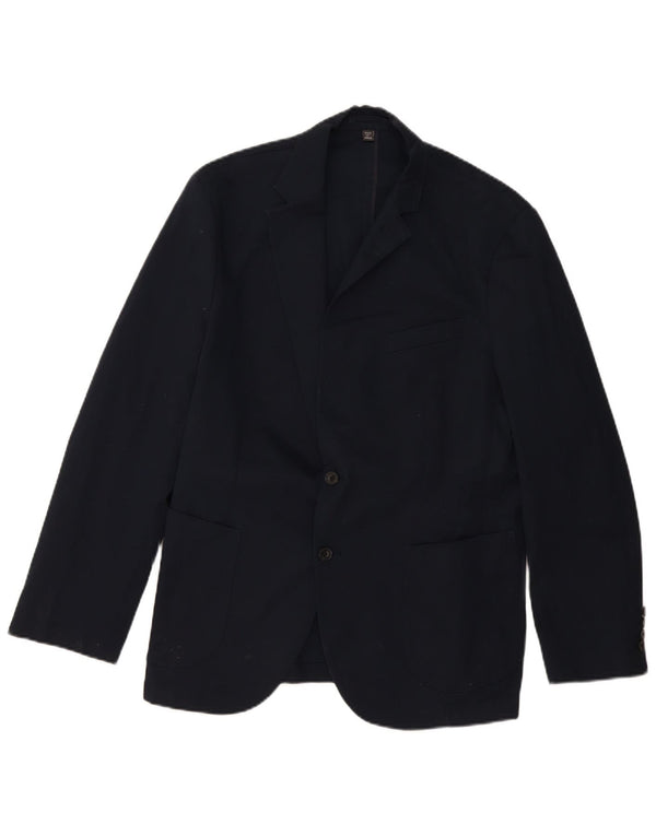 Marks & Spencer Mens 2 Button Blazer Jacket UK 44 XL Navy Blue Cotton