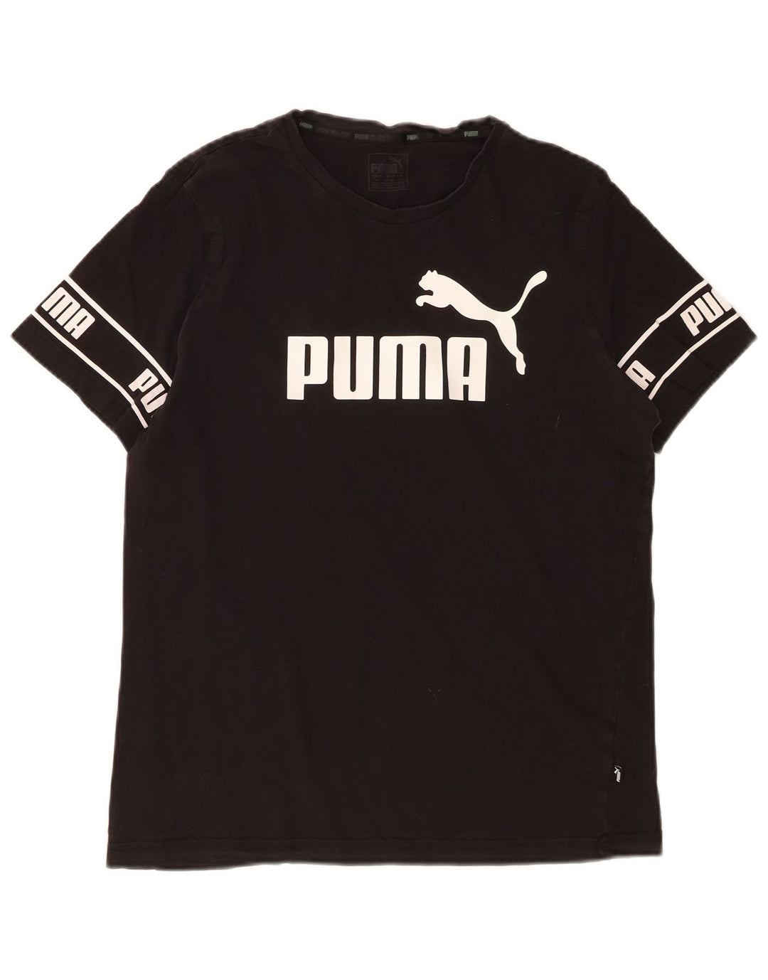 PUMA Mens Graphic T-Shirt Top Medium Black Cotton