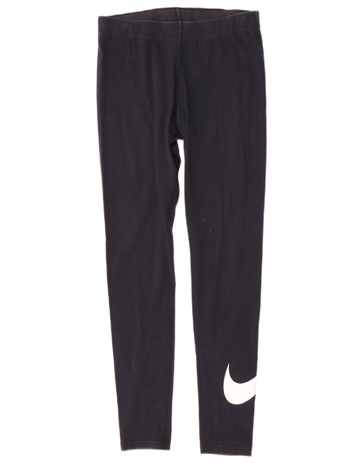 Nike Dame Grafiske Leggings UK 14 Medium Sort Bomuld