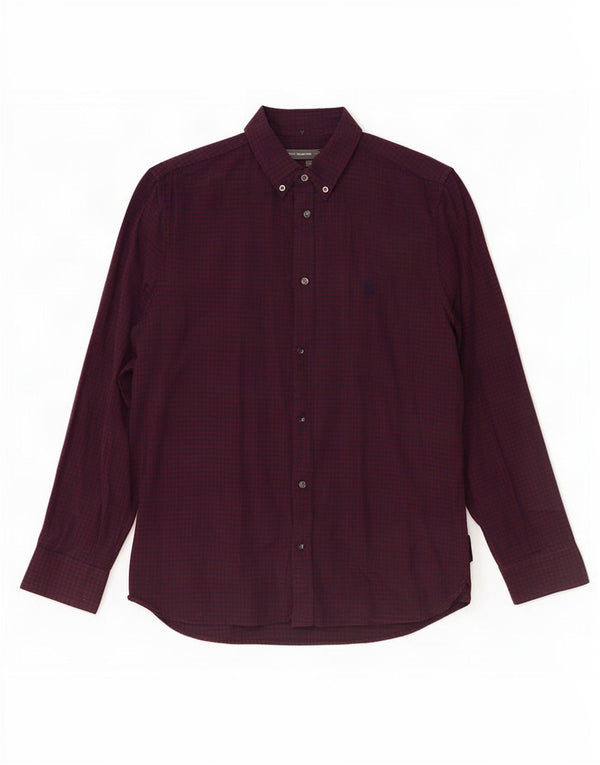 French Connection Herre Slim Fit skjorte XL Bourgogne ternet bomuld