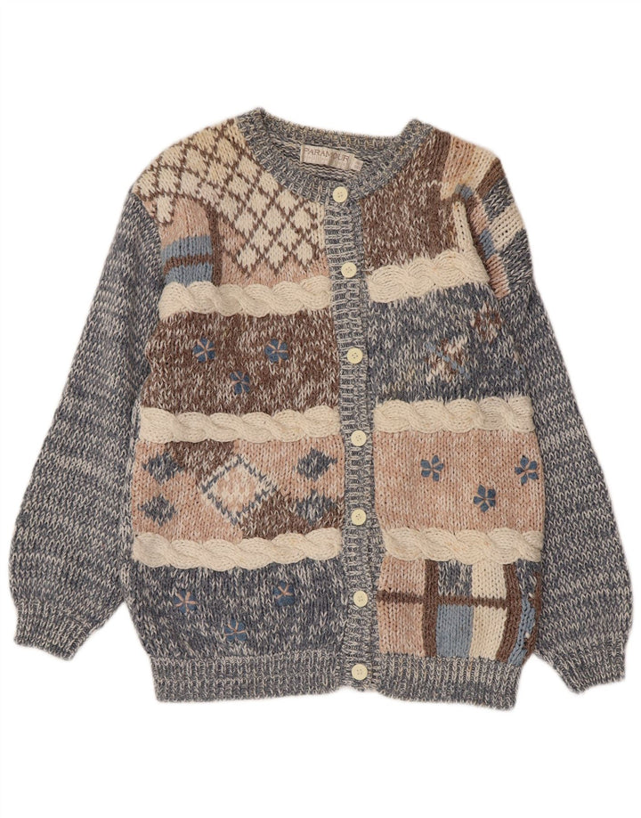 PARAMOUR Cardigantrøje til kvinder One Size Blue Patchwork Ramie