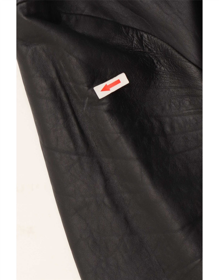 Jaqueta Blazer Masculina Vintage de Couro com 2 Botões Reino Unido 38 Médio Preto