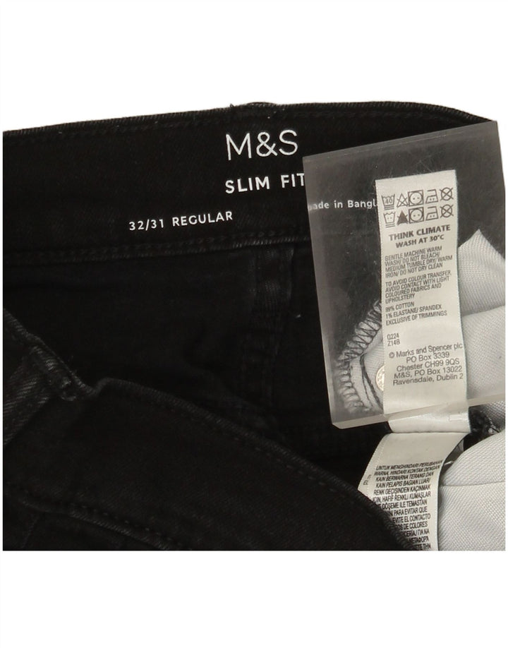 Jeans slim regolari da uomo Marks & Spencer W32 L31 cotone nero