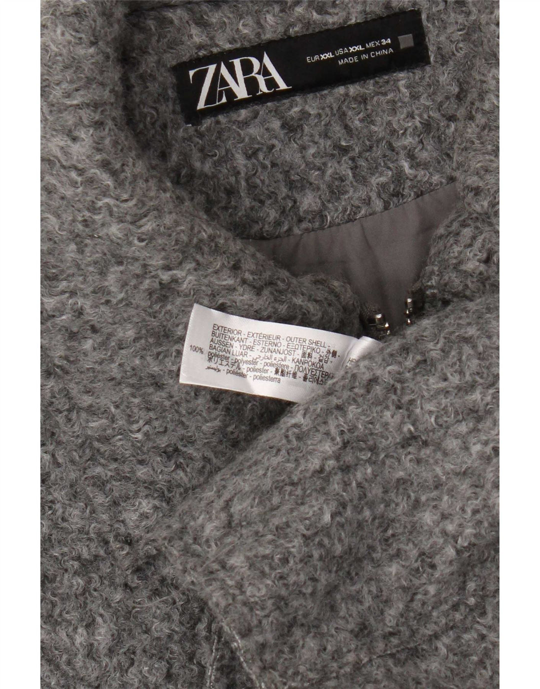 Zara Womens Crop Bomber Jacket UK 20 2XL Grå Polyester