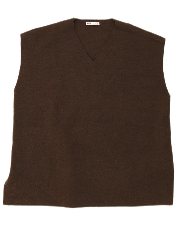 Zara Damen Weste Tank Top UK 16 Large Grün Polyester