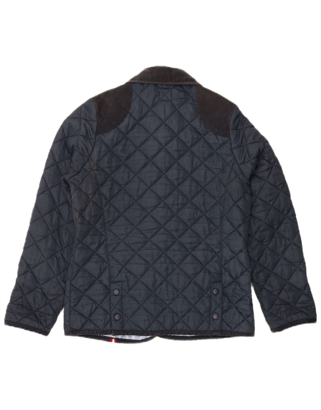 JOULES Womens Quilted Jacket UK 14 Large Navy Blue Cotton