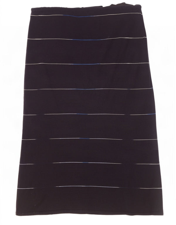 Missoni Sport Damen A-Linienrock W34 Große marineblau gestreifte Wolle
