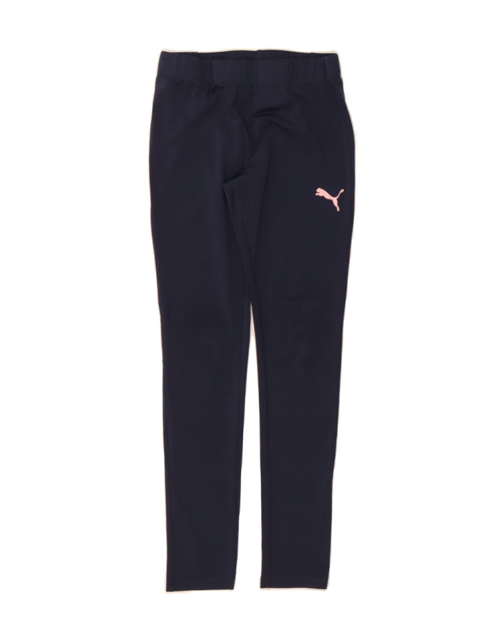 PUMA Girls Leggings 7-8 Years Navy Blue Polyester Vintage Puma and Second-Hand Puma from Messina Hembry 