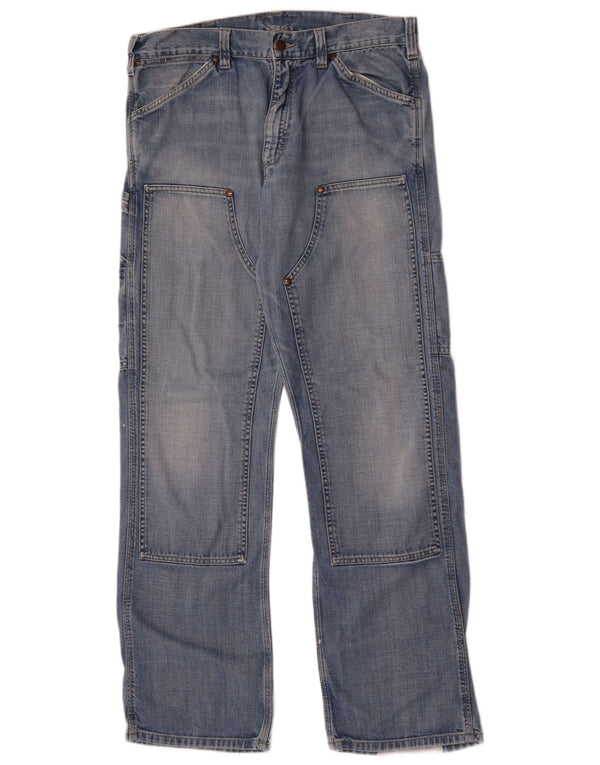 Meltin' Pot Mens Cargo Straight Jeans W36 L33 Blue Cotton