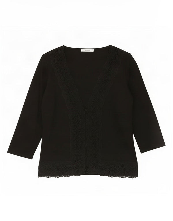 Marks & Spencer Womens 3/4 Sleeve Shirt Blouse UK 14 Medium Black Viscose
