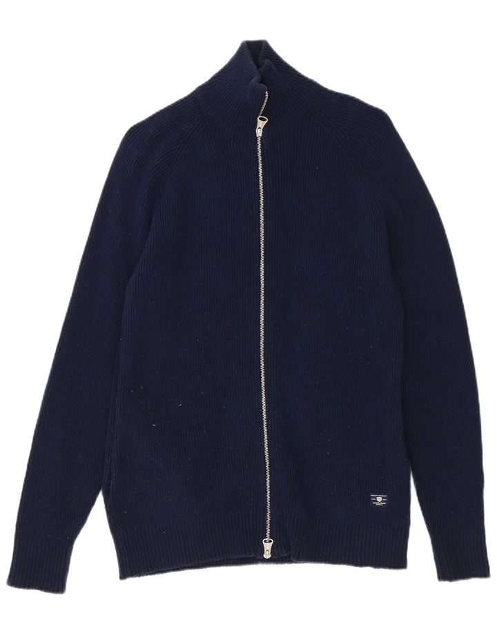 Jack & Jones Mens Cardigan Sweater Medium Navy Blue Cotton