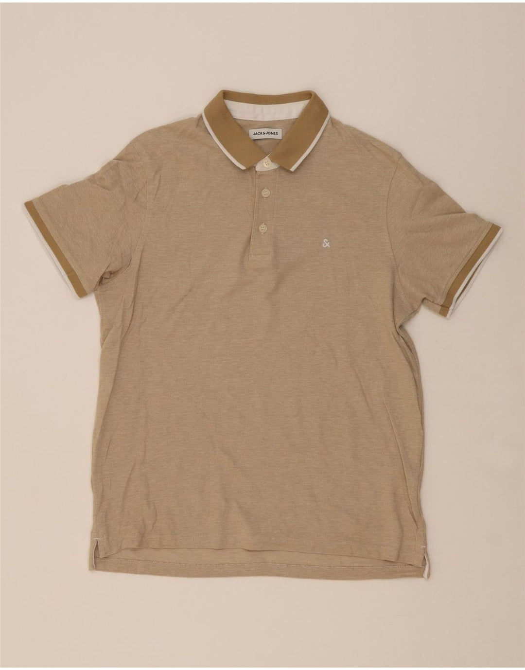 JACK & JONES Mens Polo Shirt Small Beige Cotton Vintage Jack & Jones and Second-Hand Jack & Jones from Messina Hembry 