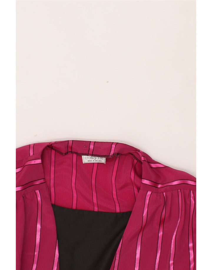 VINTAGE Womens Oversized Blouse Top UK 16 Large Pink Striped Polyester Vintage Vintage and Second-Hand Vintage from Messina Hembry 