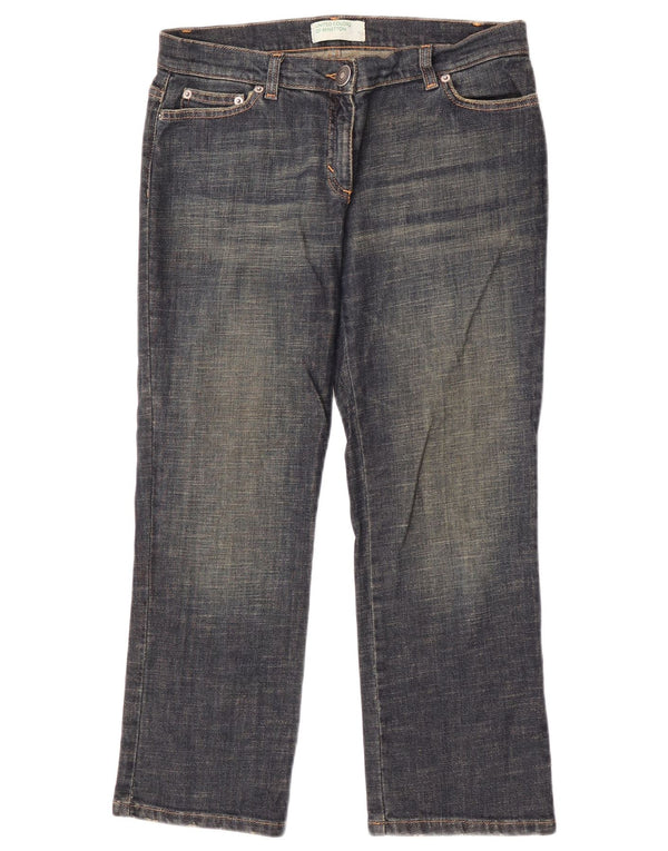 Benetton Dame Cropped Jeans IT 44 Medium W30 L25 Marineblå Bomuld