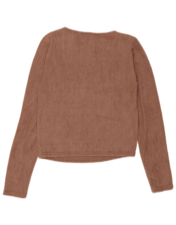 Zara Femme Crop Top Manches Longues UK 12 Marron Moyen Polyester