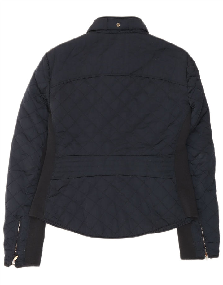 Zara Womens Quilted Jacket UK 14 Large Navy Blue