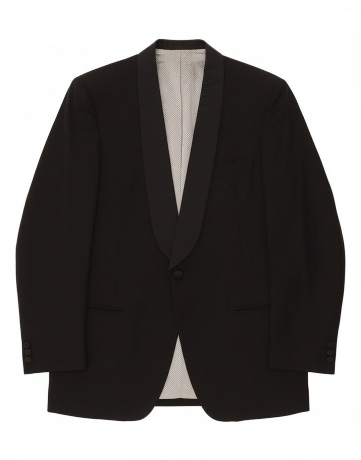 VINTAGE Mens 1 Button Blazer Jacket UK 38 Medium Black Vintage Vintage and Second-Hand Vintage from Messina Hembry 