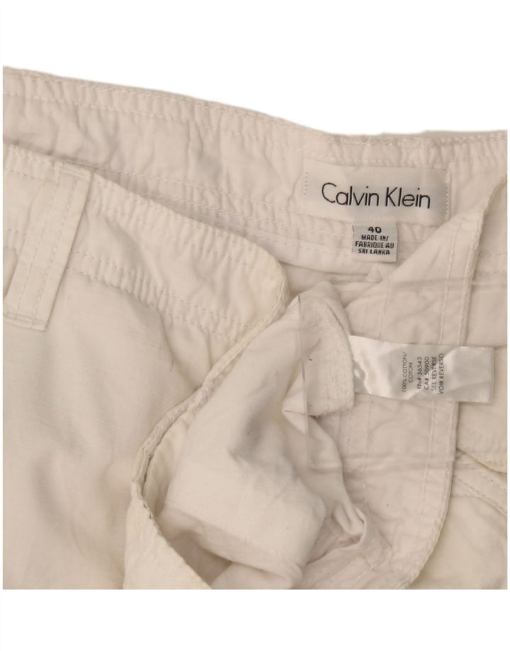 Calvin Klein Mens Cargo Shorts W40 XL White Cotton