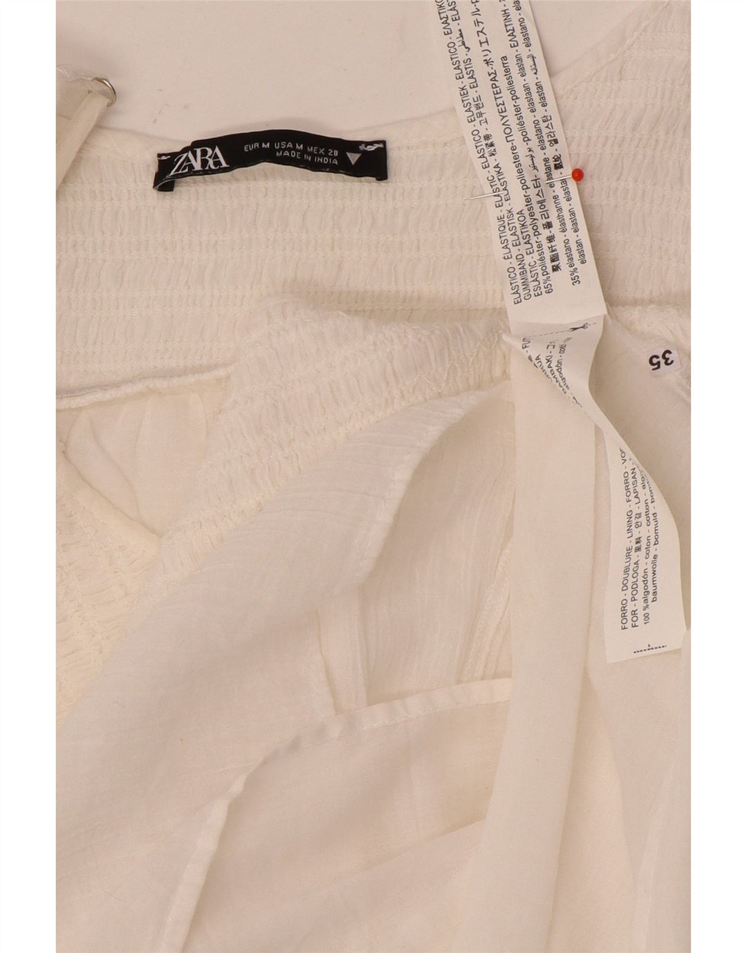 Zara Robe d'été pour femme UK 12 Medium Blanc Polyester