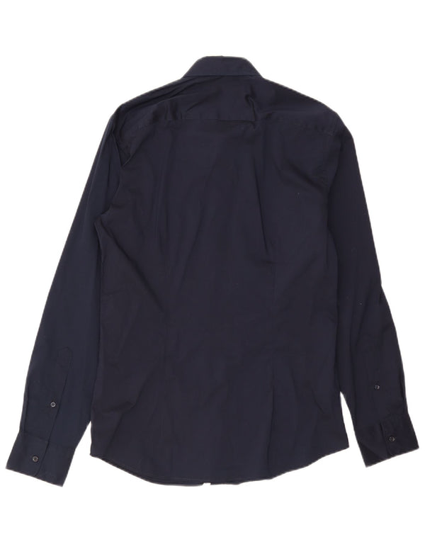 Benetton Mens Shirt Small Navy Blue Cotton