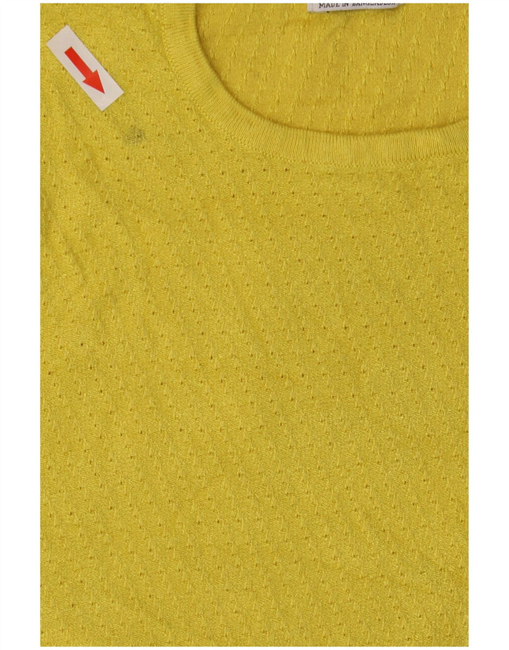 Zara Womens Crew Neck Jumper Sweater UK 12 Medium Yellow